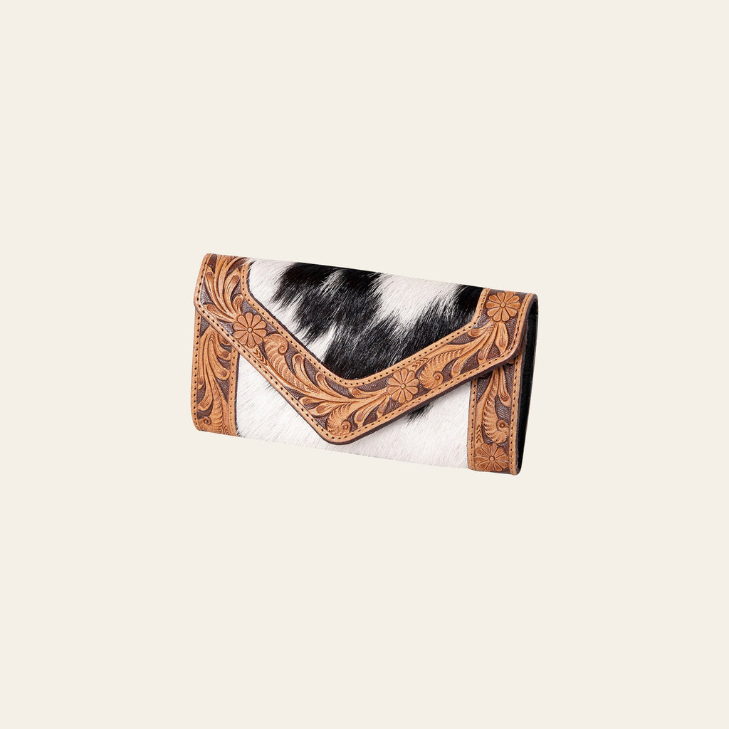 OHLAY WALLET Hand Tooled Hair-on Genuine Leather women bag western handbag purse