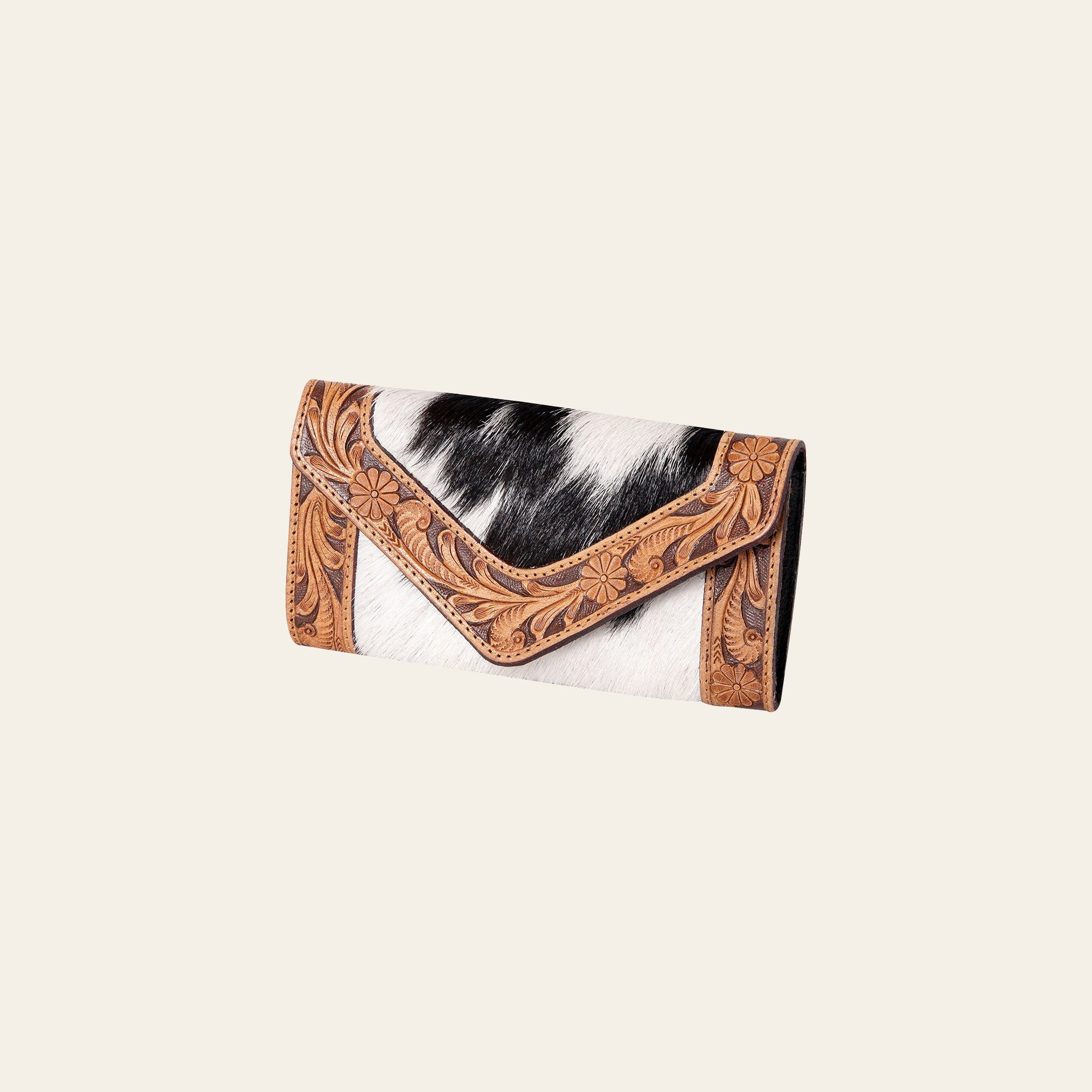 OHLAY WALLET Hand Tooled Hair-on Genuine Leather women bag western handbag purse