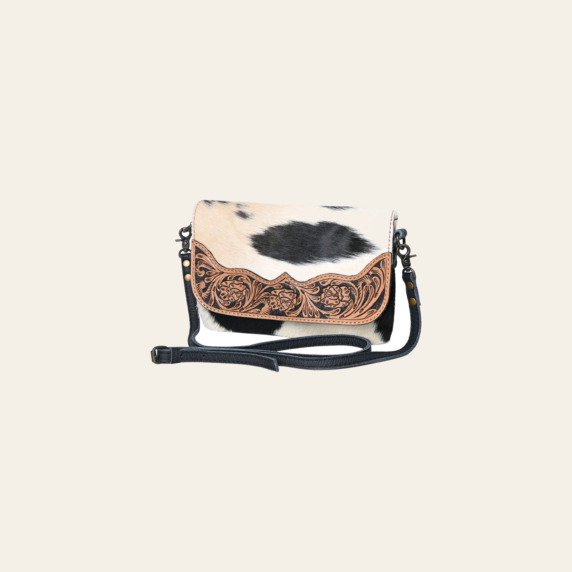 OHLAY Wallet Hand Tooled Hair-On Genuine Leather Women Bag Western Handbag Purse | Womens Handbags |Leather Belt for Summer