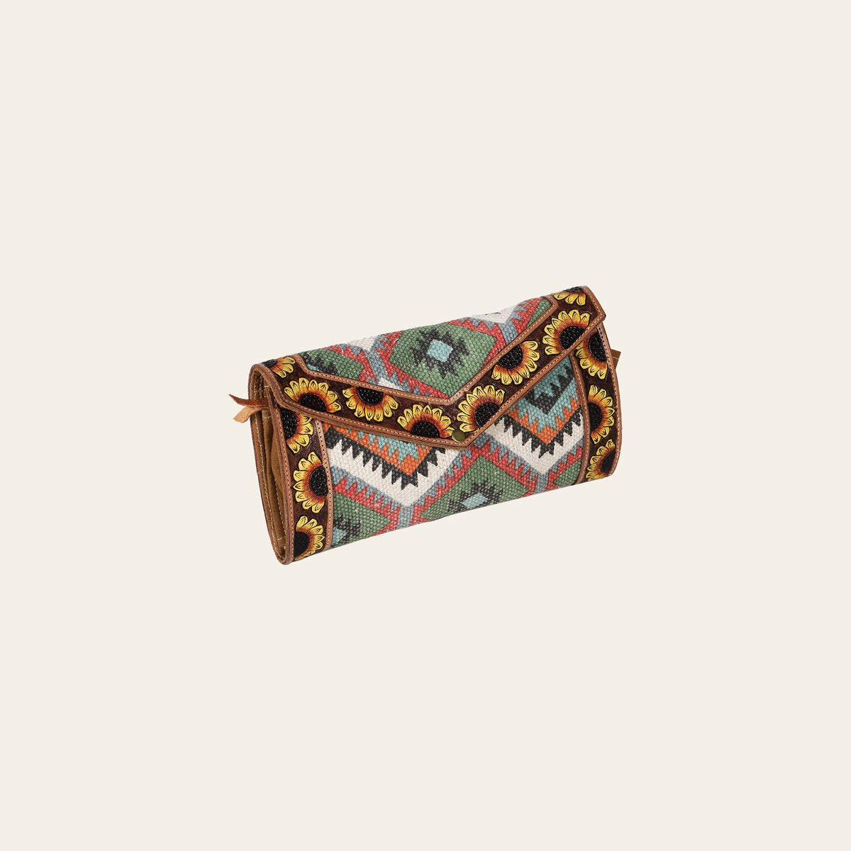 OHLAY Wallet Hand Tooled Upcycled Wool Genuine Leather Women Bag Western Handbag Purse Womens Handbags