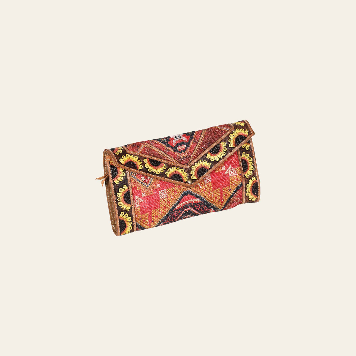 OHLAY Wallet Hand Tooled Upcycled Wool Genuine Leather Women Bag Western Handbag Purse Womens Handbags