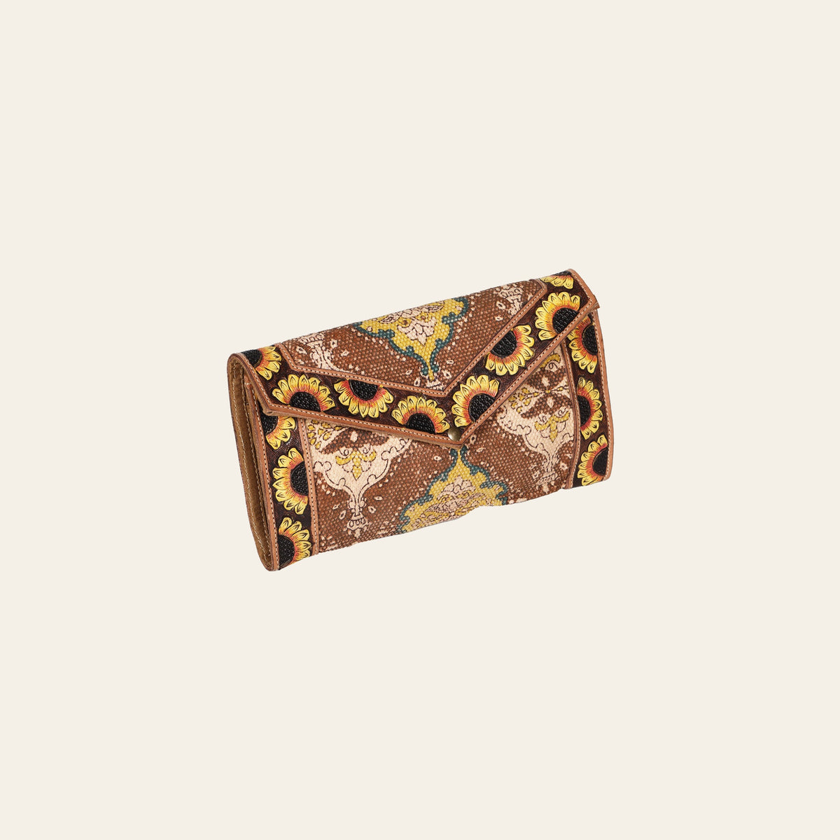OHLAY Wallet Hand Tooled Upcycled Wool Genuine Leather Women Bag Western Handbag Purse Womens Handbags