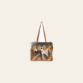 OHLAY Weekender Hand Tooled Upcycled Wool Canvas Hair-On Genuine Leather Women Bag Western Handbag Purse Womens Handbags
