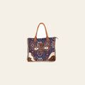 OHLAY Weekender Upcycled Canvas Embossed Genuine Leather Women Bag Western Handbag Purse | Womens Handbags Belt for Summer