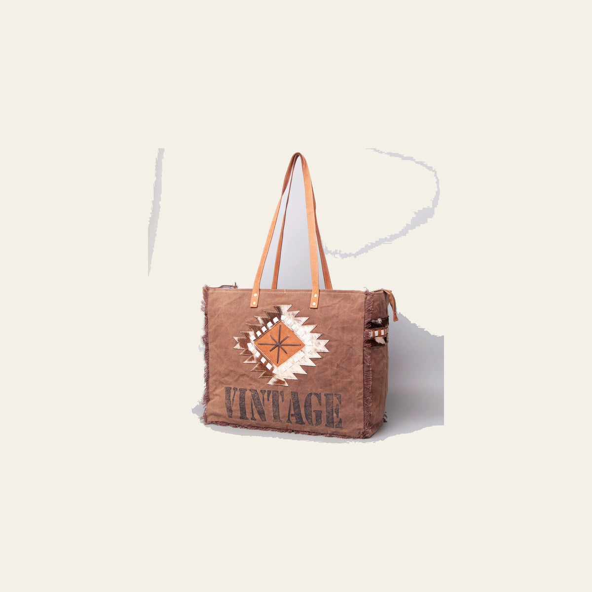 OHLAY Weekender Upcycled Canvas Hair-On Genuine Leather Women Bag Western Handbag Purse | Womens Handbags Belt for Summer