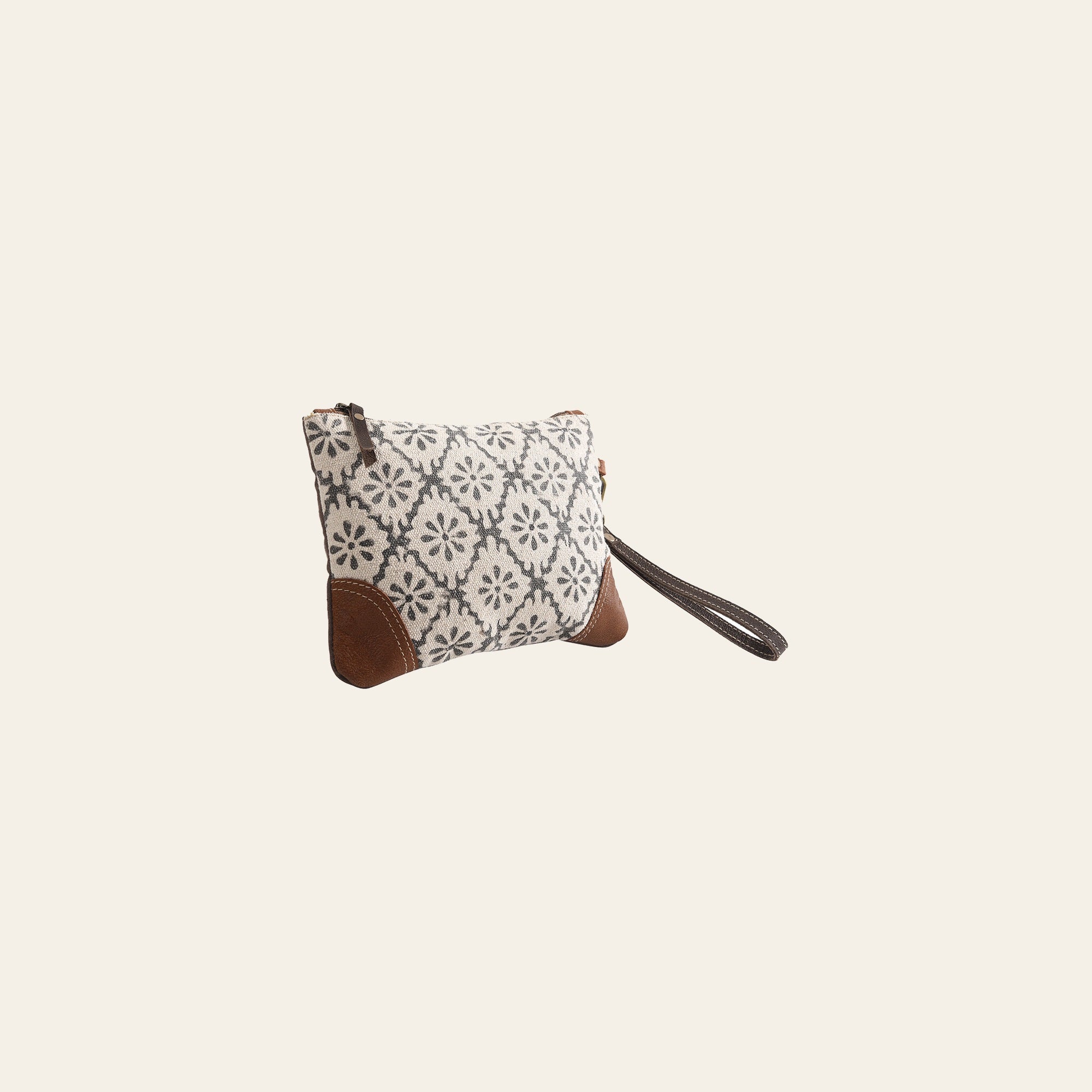 OHLAY WRISTLET Upcycled Wool Canvas Genuine Leather women bag western handbag purse