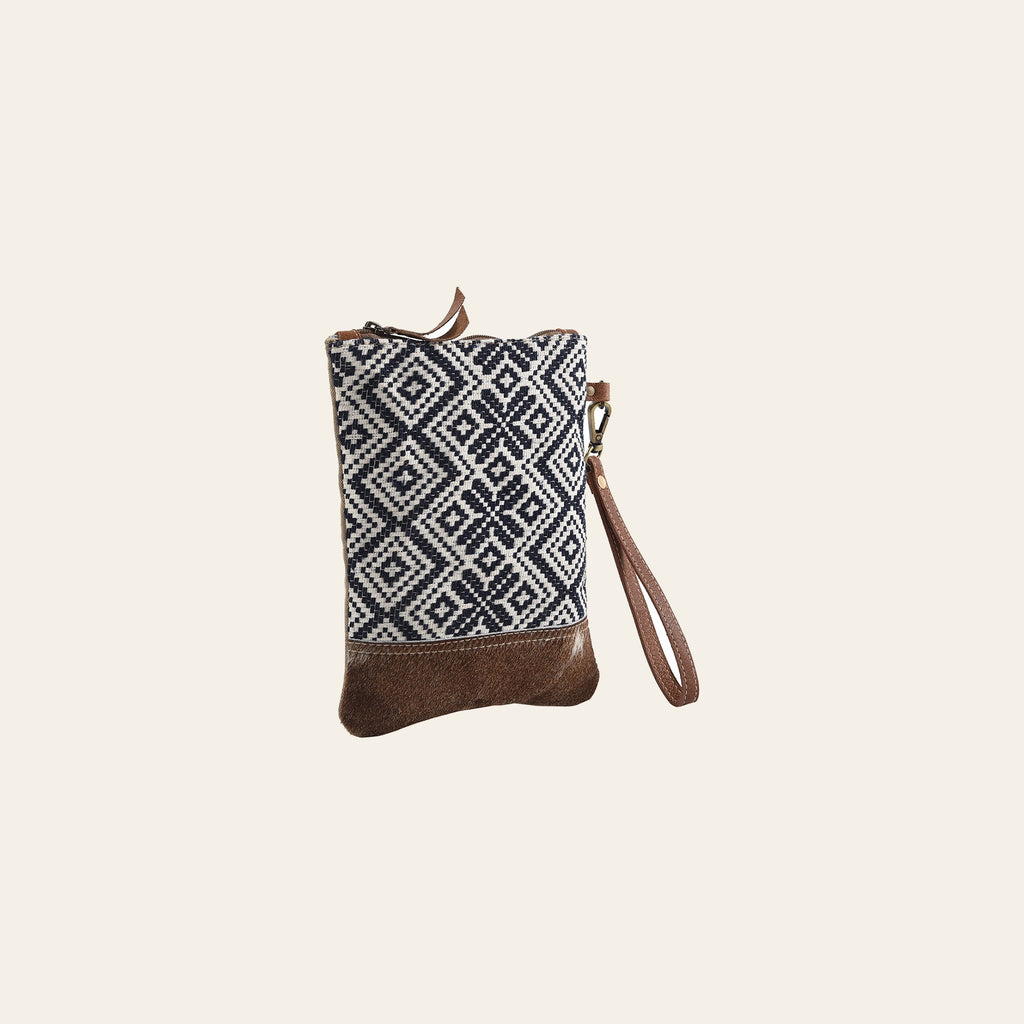 OHLAY WRISTLET Upcycled Wool Canvas Genuine Leather women bag western handbag purse