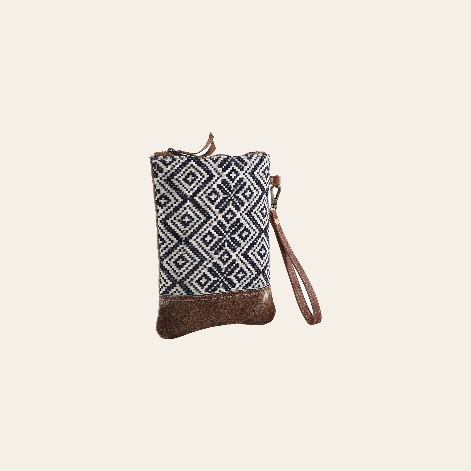 OHLAY WRISTLET Upcycled Wool Canvas Genuine Leather women bag western handbag purse