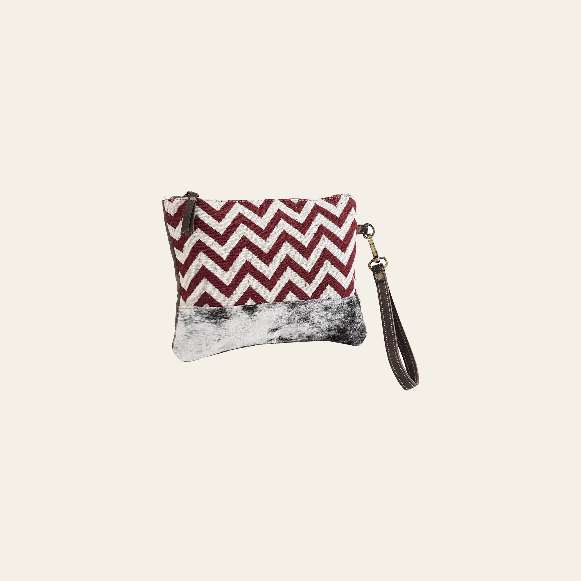 OHLAY WRISTLET Upcycled Wool Canvas Hair-on Genuine Leather women bag western handbag purse
