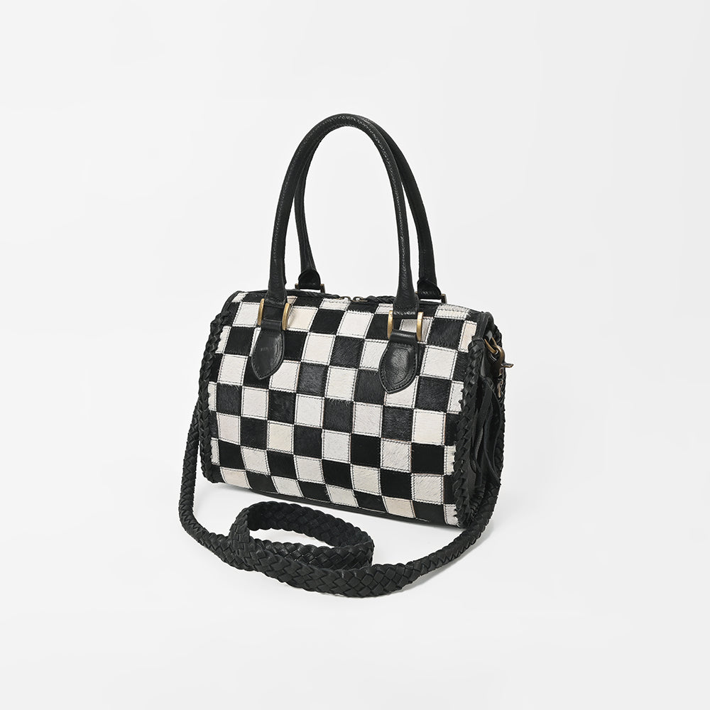 American Darling Black & White Hair-On Hide Satchel Bag