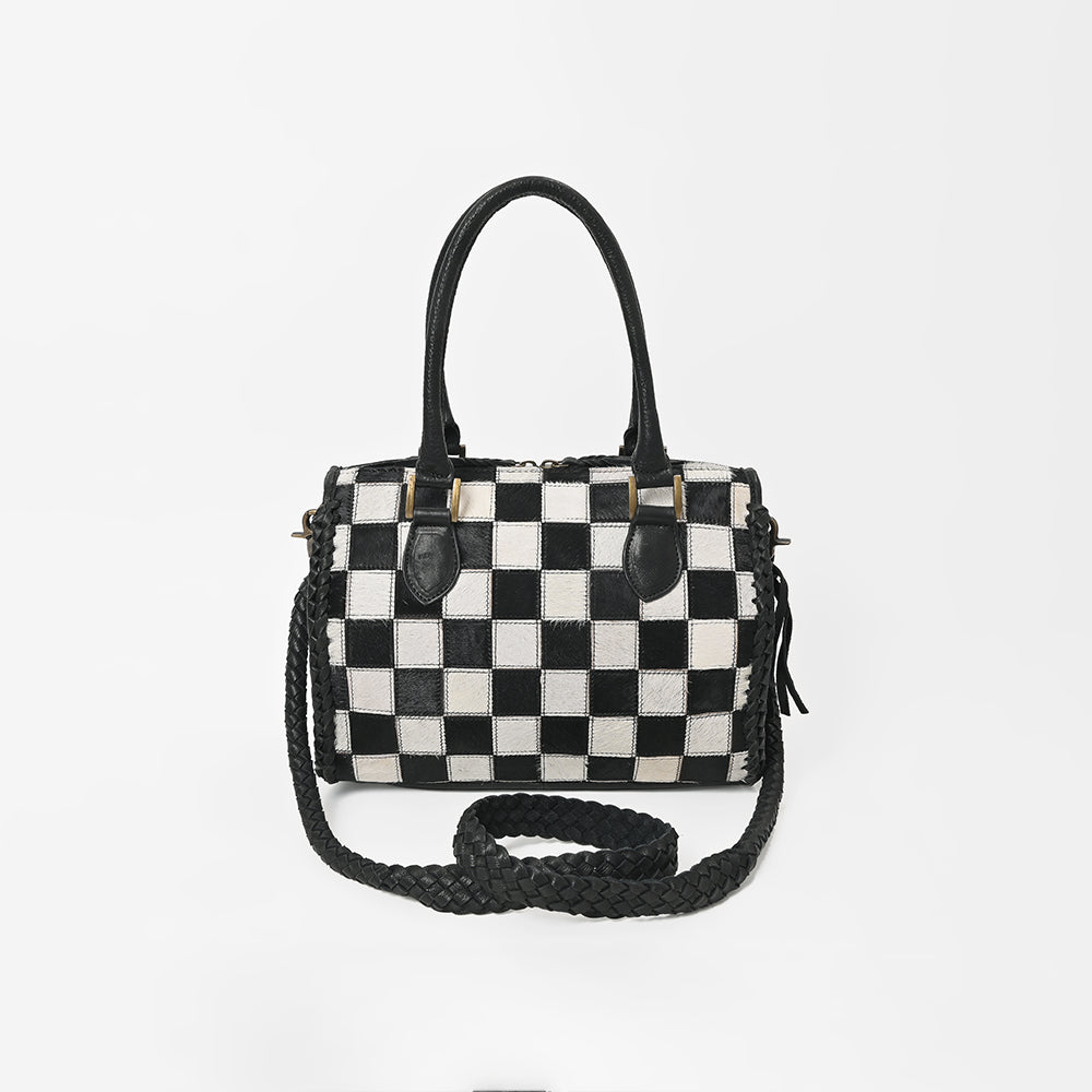 American Darling Black & White Hair-On Hide Satchel Bag