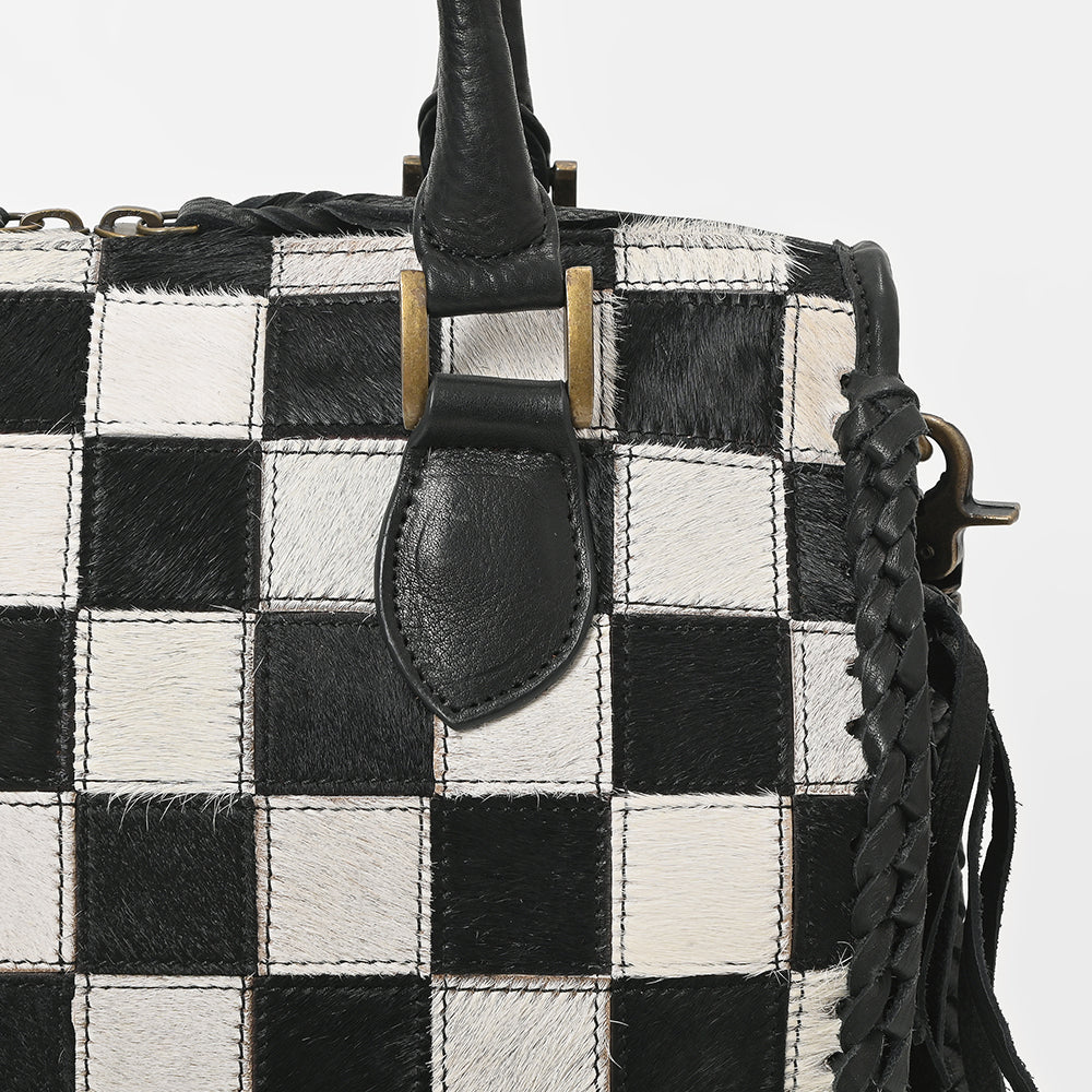 American Darling Black & White Hair-On Hide Satchel Bag