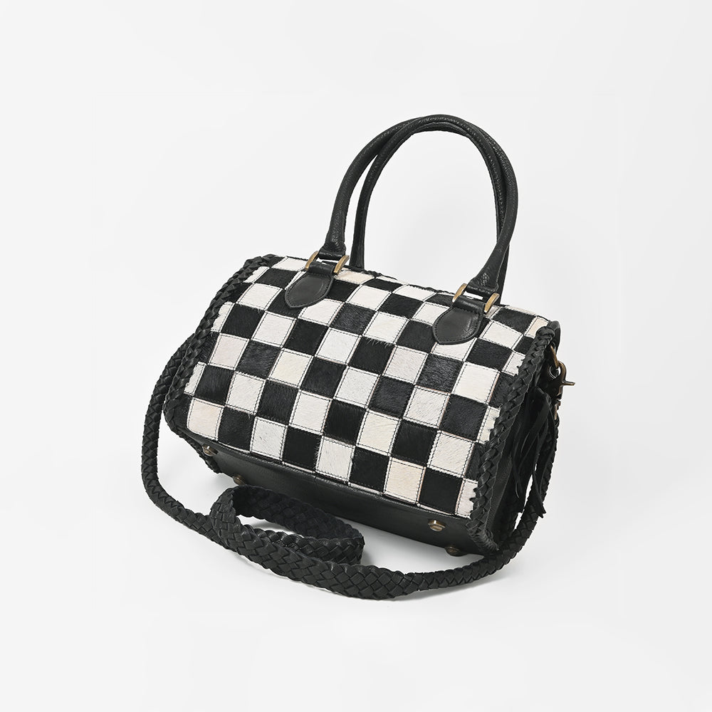 American Darling Black & White Hair-On Hide Satchel Bag