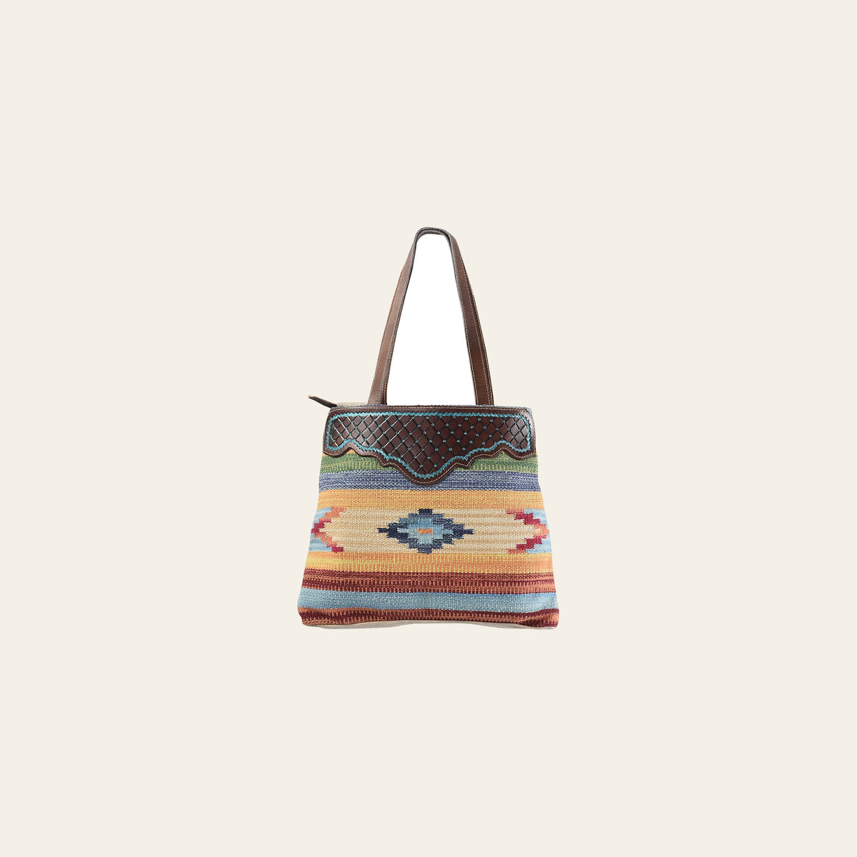OHLAY Hobo Hand Tooled Upcycled Wool Canvas Genuine Leather Women Bag Western Handbag Purse | Womens Handbags Belt for Summer