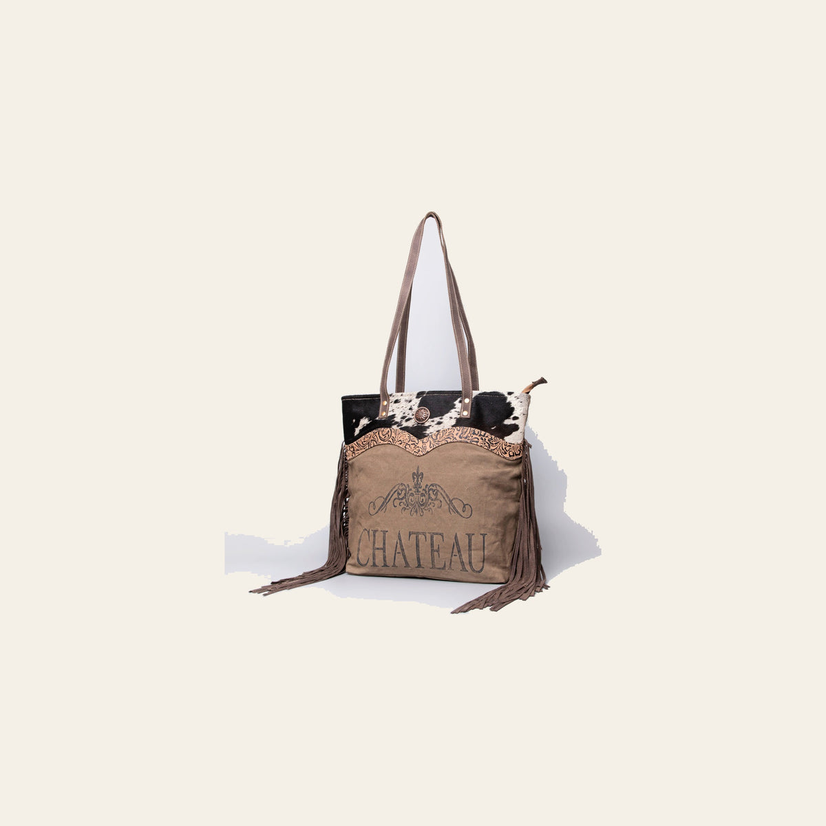 OHLAY Hobo Upcycled Canvas Embossed Hair-On Genuine Leather Women Bag Western Handbag Purse | Womens Handbags Belt for Summer