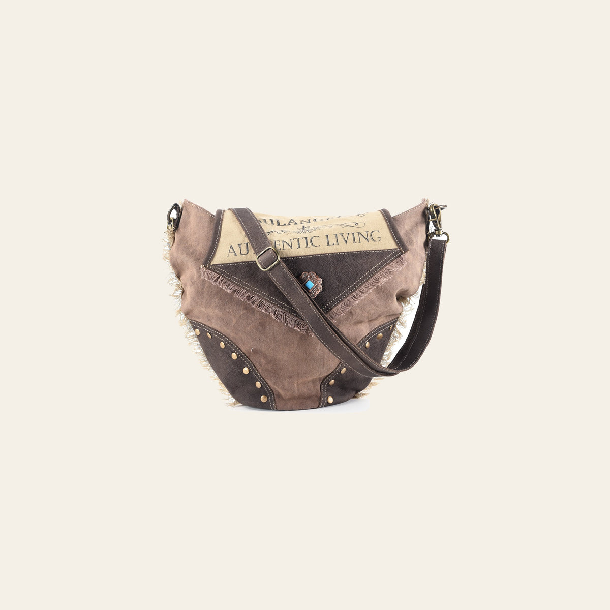OHLAY Hobo Upcycled Canvas Genuine Leather Women Bag Western Handbag Purse | Womens Handbags Belt for Summer