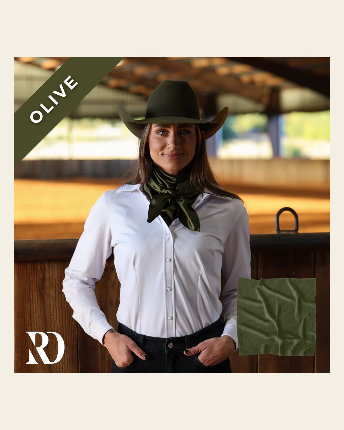Olive Wild Rag on a warm cream background