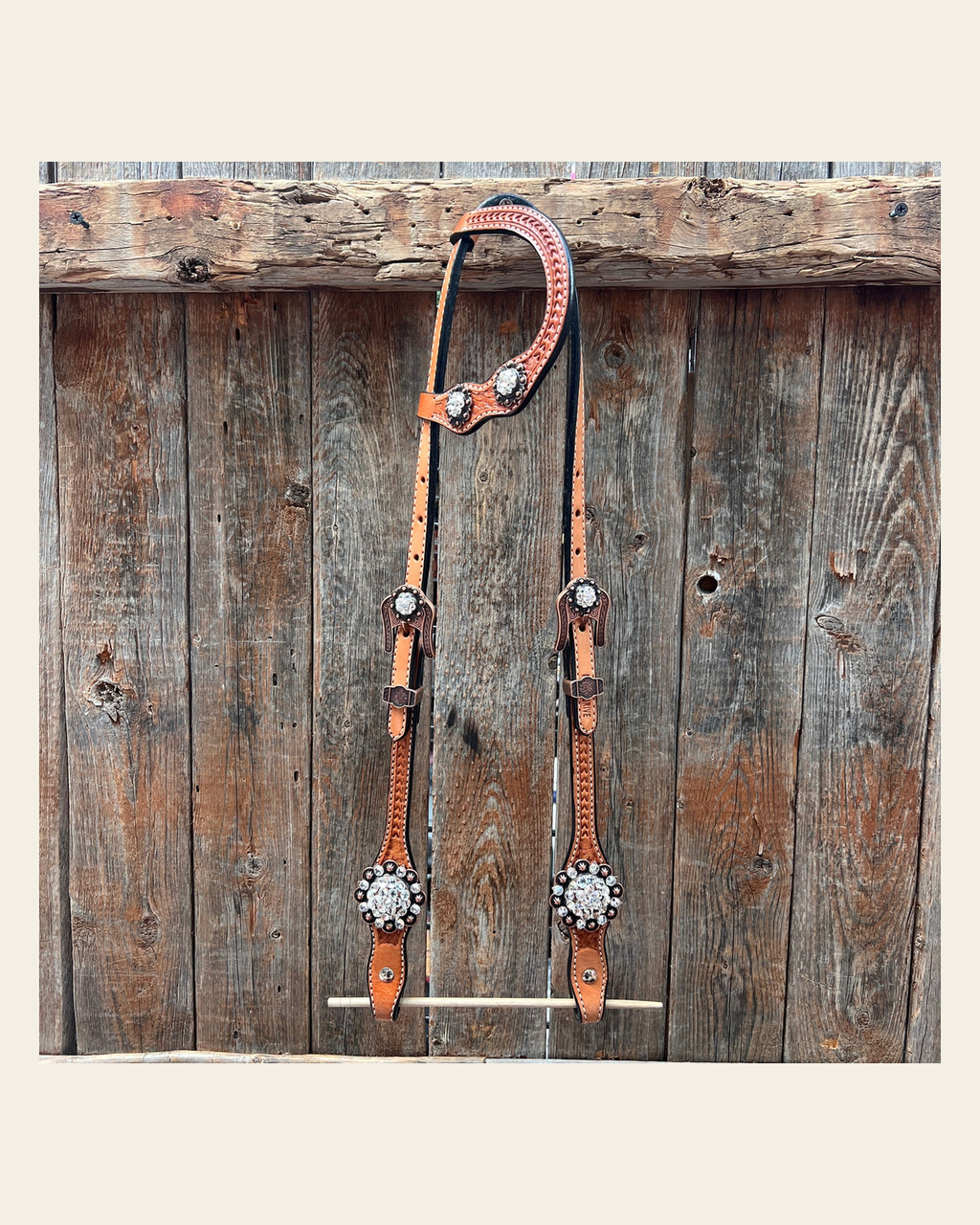 One Ear Headstall / Bridle #OE201 on a warm cream background