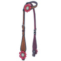 HILASON Western Horse One Ear Headstall American Leather Hand Tooled Brown