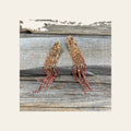 Orange and Red Rodeo Inspired Rhinestone Dangle Fashion Earrings