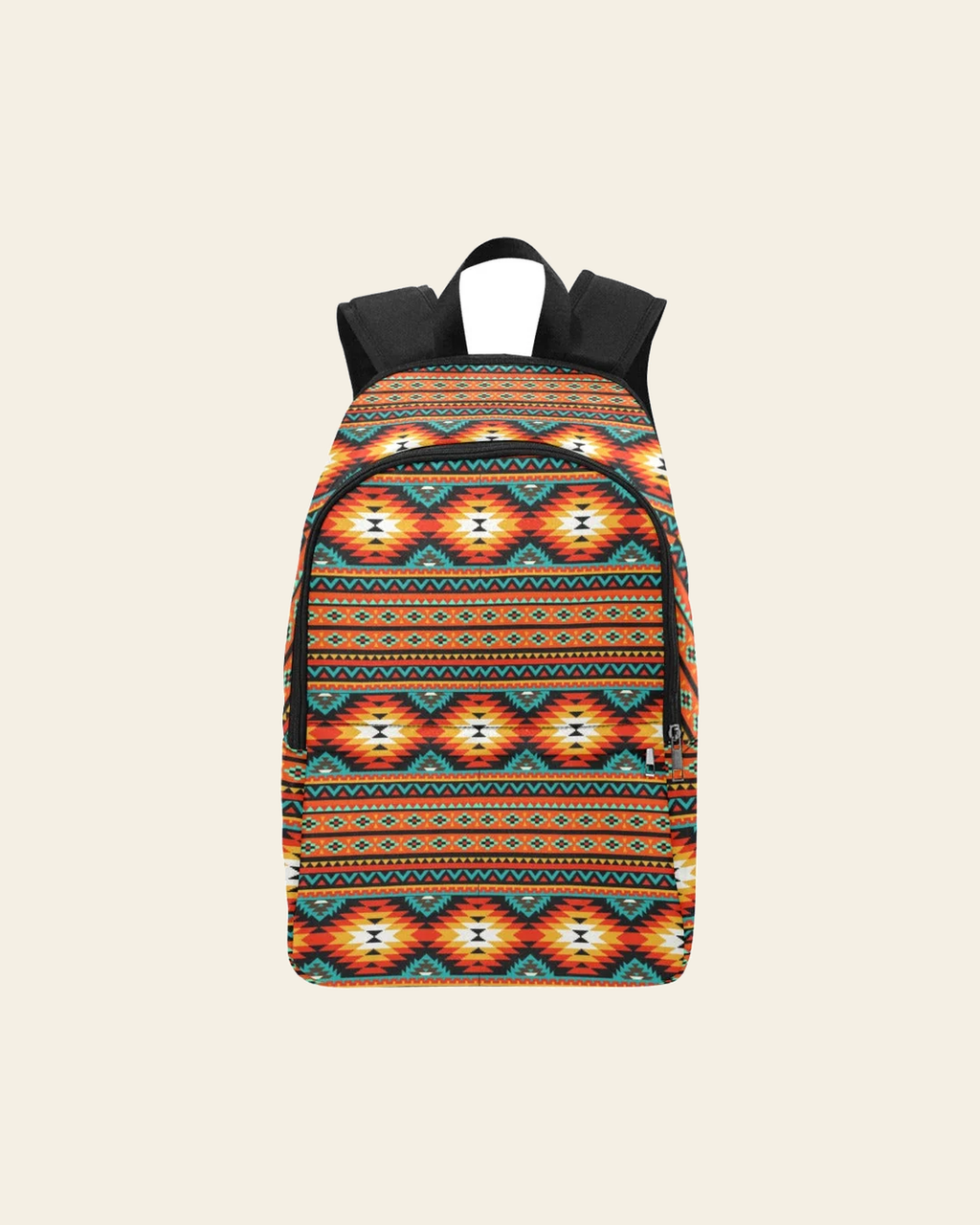 Orange Aztec Backpack on a warm cream background