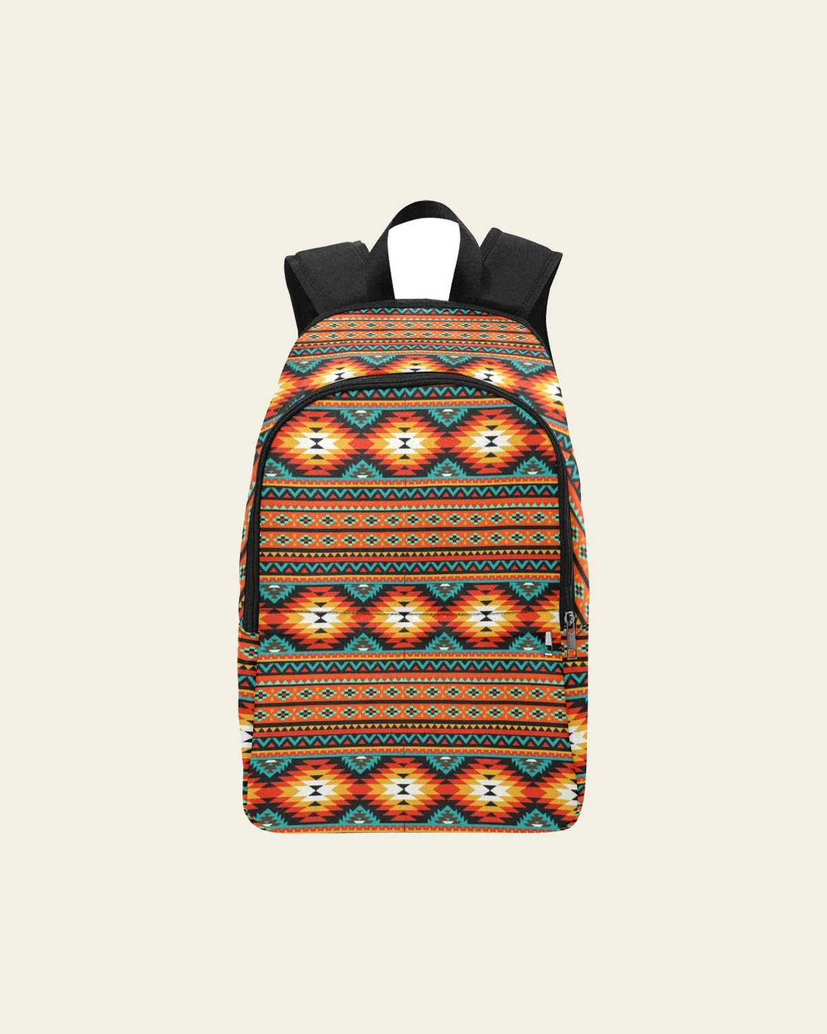 Orange Aztec Backpack on a warm cream background