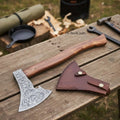 Medieval Norse Bearded Axe with Curved Hardwood Handle