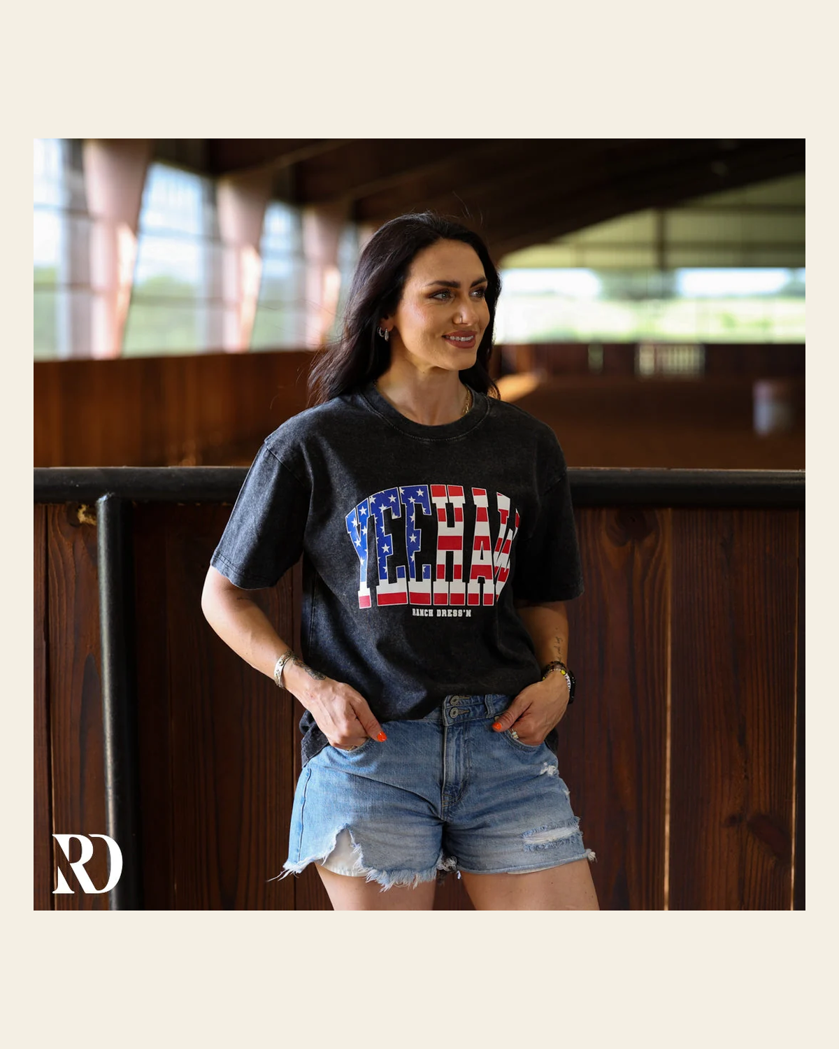 Patriotic Yeehaw Mineral Wash | Tee on a warm cream background