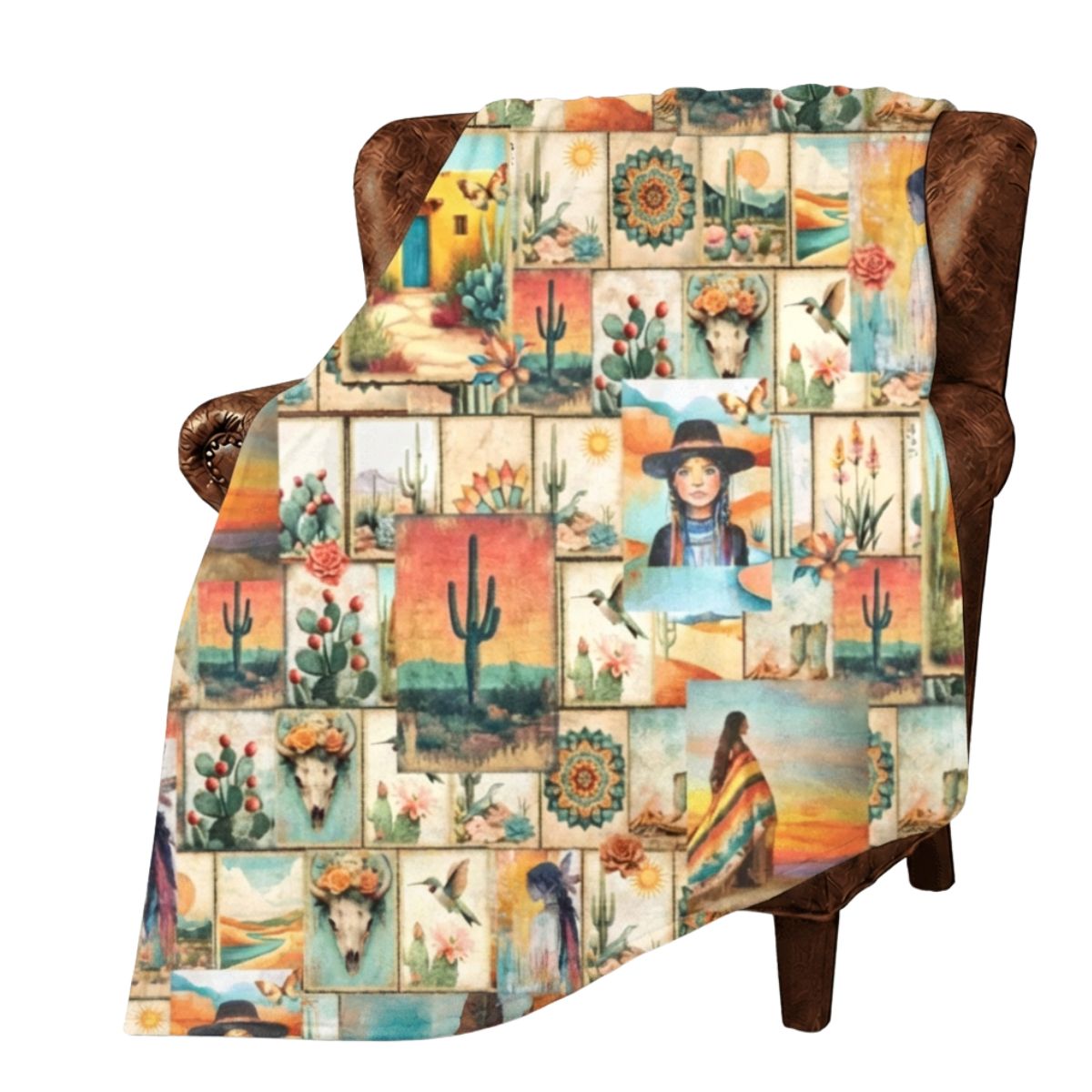 Baha Ranch Colores De Mexico Pictures of the Southwest 60" x 80" Throw Blanket Made In America by Baha Ranch Western Wear