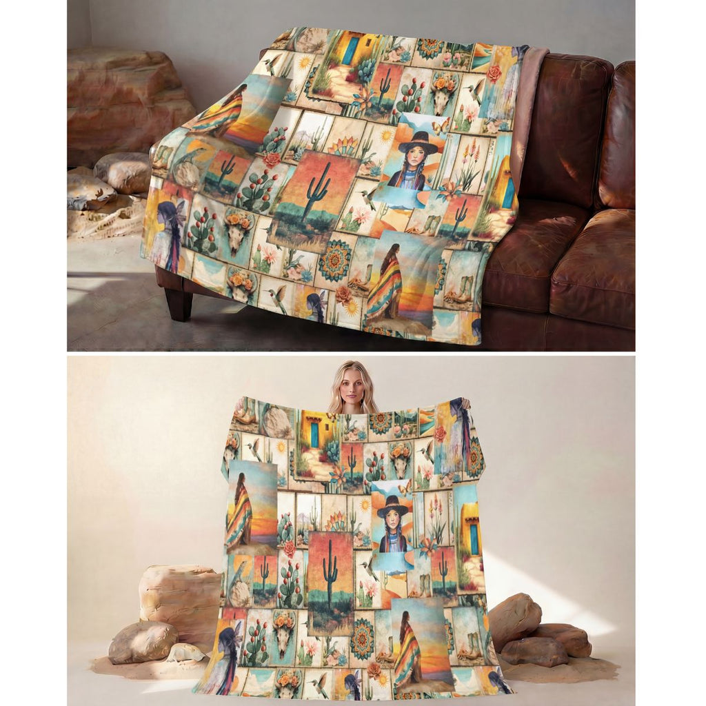 Baha Ranch Colores De Mexico Pictures of the Southwest 60" x 80" Throw Blanket Made In America by Baha Ranch Western Wear...