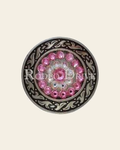 Pink & AB Antique Silver 1.5" Disc European Crystal Concho on a warm cream background