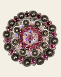 Pink & AB Antique Silver Berry Jacket European Crystal on a warm cream background