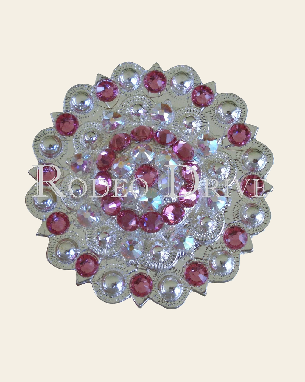Pink & AB Bright Silver Berry Jacket European Crystal on a warm cream background