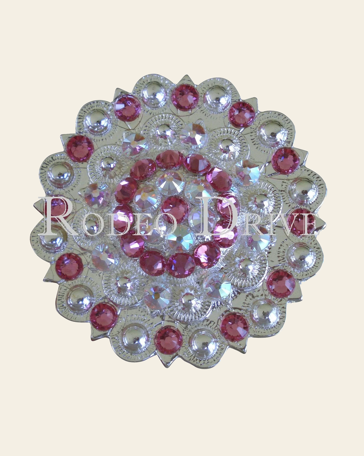 Pink & AB Bright Silver Berry Jacket European Crystal on a warm cream background