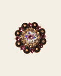 Pink AB & Champagne Copper 2" European Crystal Concho on a warm cream background