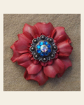 Pink Carnation Flower With Antique Silver Capri and AB 1" Concho on a warm cream background