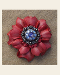 Pink Carnation Flower With Antique Silver Lilac and Light Sapphire 1" Concho on a warm cream background