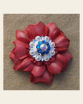 Pink Carnation Flower With Bright Silver Capri and AB 1" Concho on a warm cream background