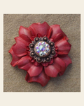 Pink Carnation Flower With Copper AB 1" Concho on a warm cream background