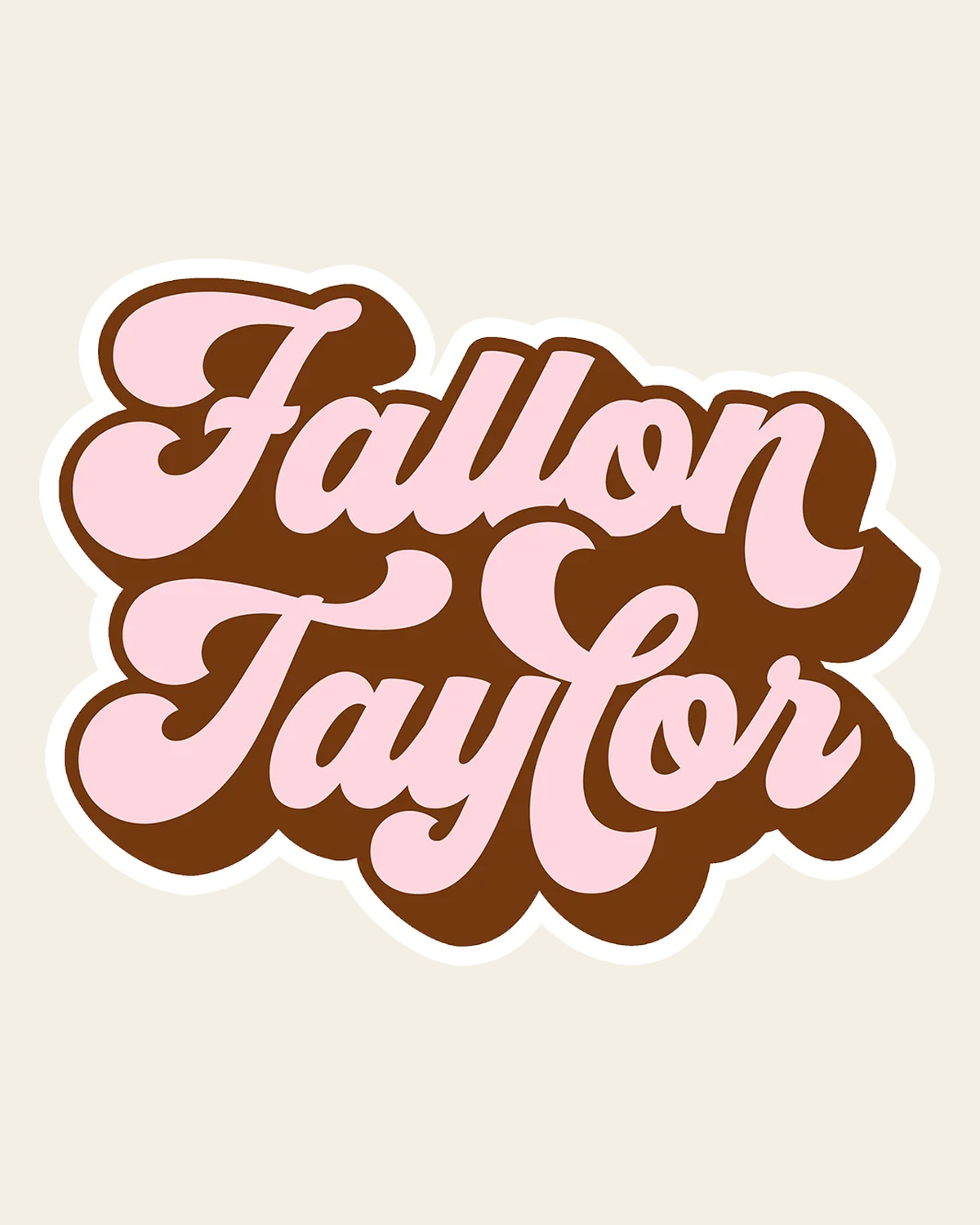 Pink Fallon Taylor Sticker on a warm cream background