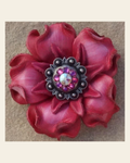 Pink Gardenia Flower With Antique Silver Fuchsia and AB 1" Concho on a warm cream background