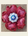 Pink Gardenia Flower With Bright Silver Capri and AB 1" Concho on a warm cream background