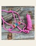 Pink Mule Tape Halter - Multi Floral and Pink #MT228 on a warm cream background