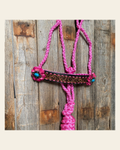 Pink Mule Tape Halter - Turquoise #MT202 on a warm cream background