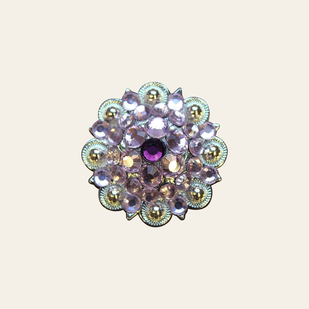 HILASON Western Screw Back Concho Pink Purple Crystals Saddle Amethyst and Rose Color | Bridle Conchos Slotted