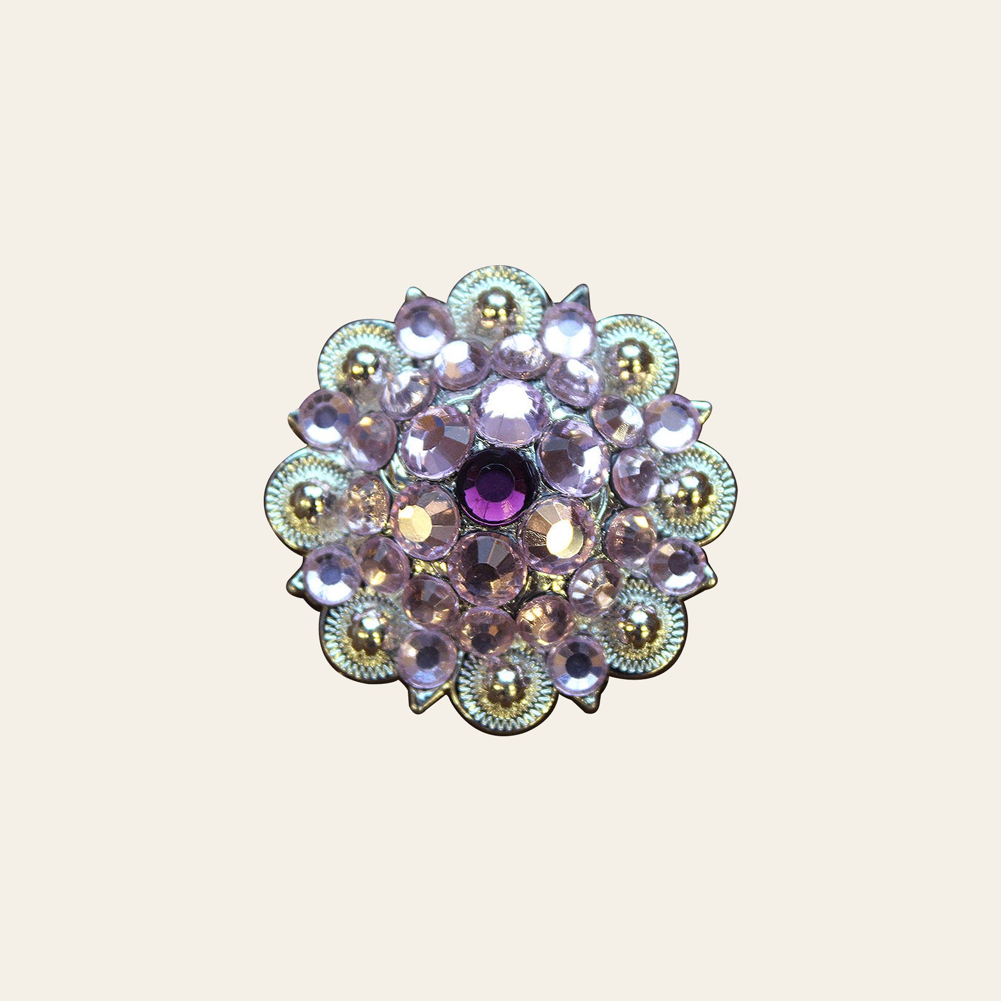 HILASON Western Screw Back Concho Pink Purple Crystals Saddle Amethyst and Rose Color | Bridle Conchos Slotted