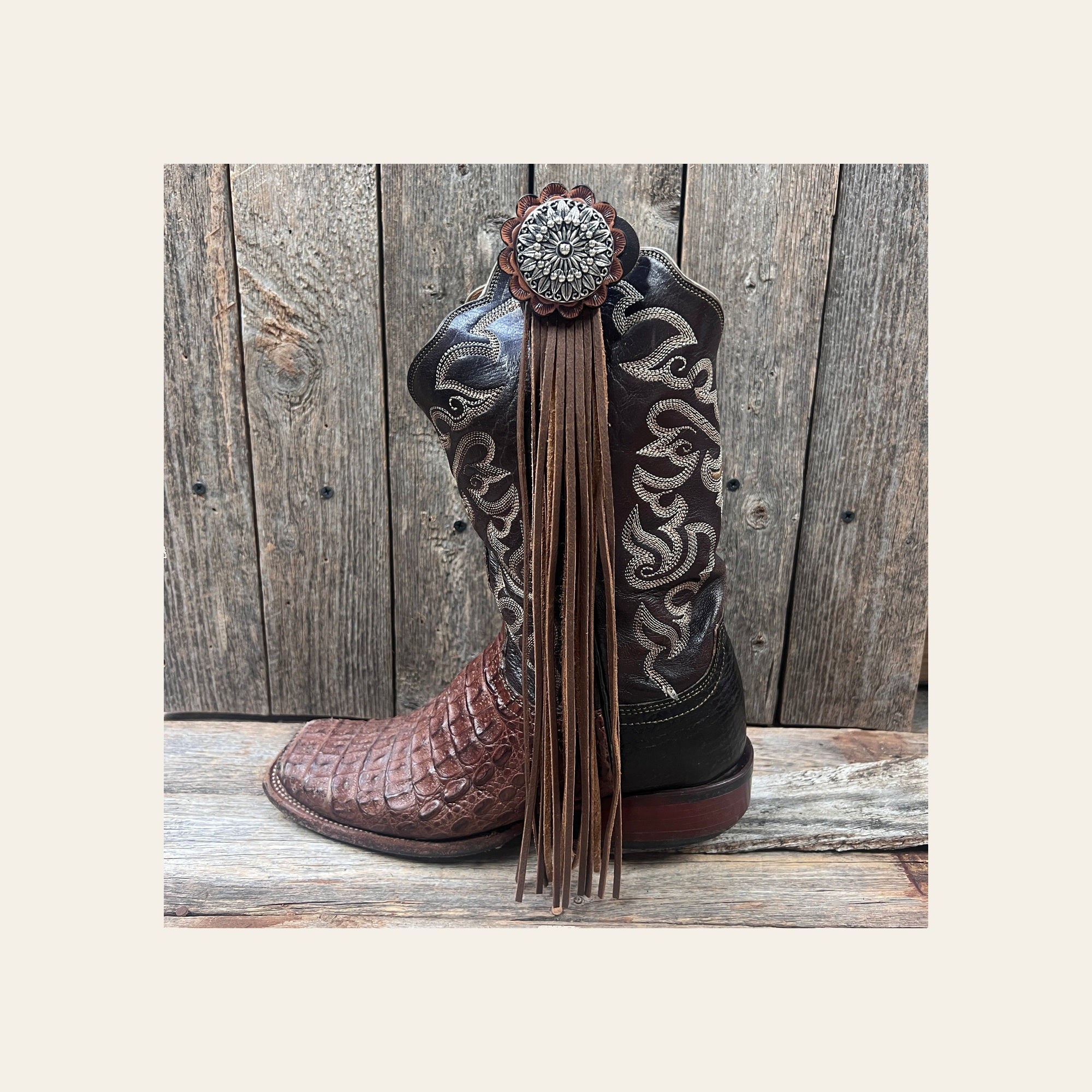 Boot Cuff Jewelry - Pinwheel Concho - Fringe