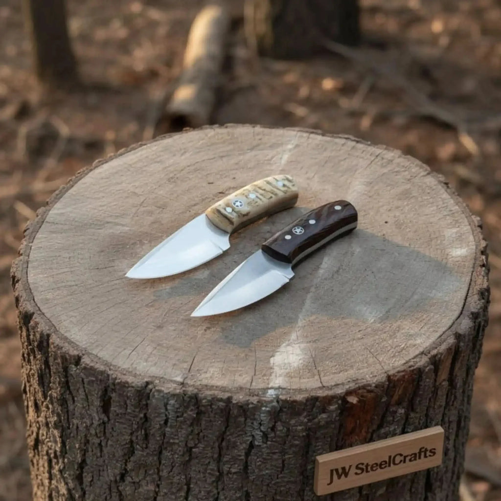 Compact Outdoor Knife Stainless Steel Blade  Ram Horn or Wengi Wood Handle