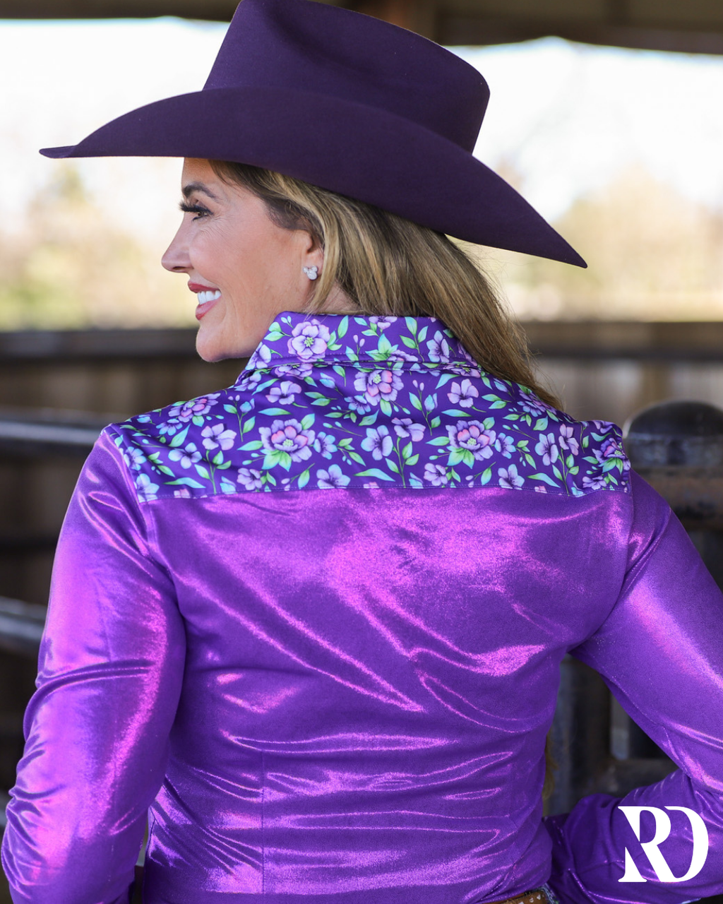 Poppy & Purple Sparkle Performance Rodeo Shirt — view 2