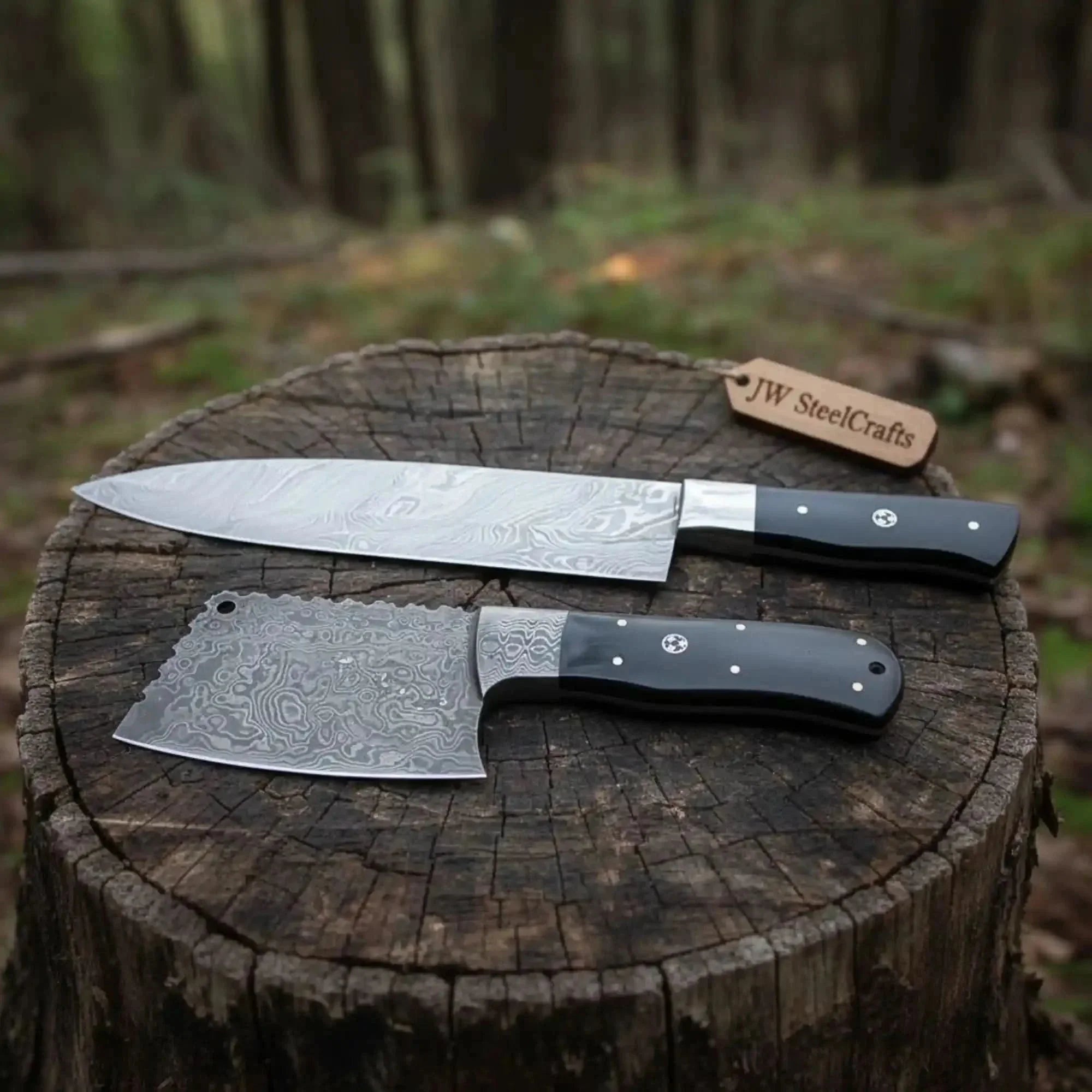 Premium Damascus Knife Set Chef Knife and Cleaver Sharp | Durable Kitchen Tools
